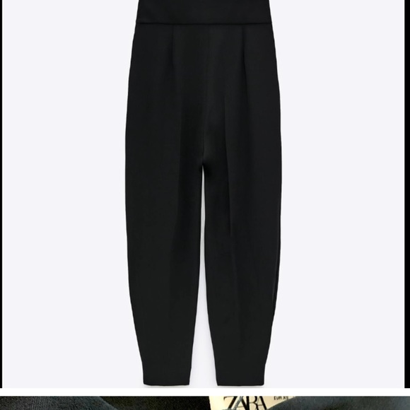 NWT Zara Limited Edition Bow Waist Harem Balloon Wide Pants Black Medium M - Picture 3 of 4